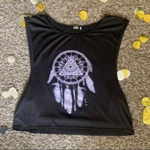 LAISIYI Crop Top Size Small color Black/Light Lavender design.